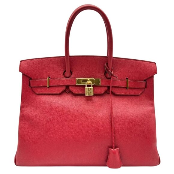 HERMES Birkin 35 GHW Vintage Rouge Vif Epsom Leather Shoulder Bag - Picture 1 of 10